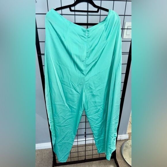 Fashion to Figure Plus Size Seafoam Green Overlay Wide Leg Pants NWT - Picture 3 of 6